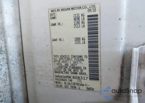 2011 Nissan Maxima 3.5 Sv z USA, uszkodzony, nr VIN 1N4AA5AP0BC808317